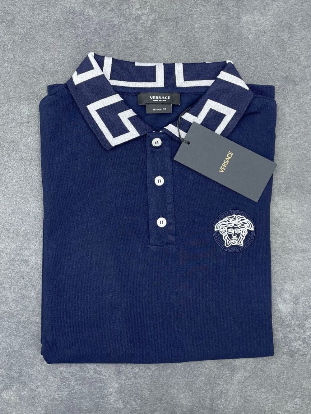 Versace Men’s Navy Blue Medusa Polo Shirt Tailor Fit- Size XXL